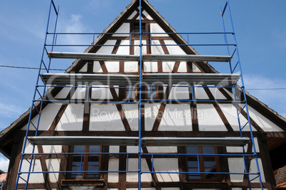 France, scaffold on a building site in Kintzheim in Alsace