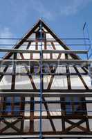 France, scaffold on a building site in Kintzheim in Alsace