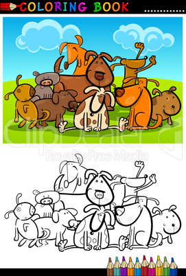 Cartoon Dogs for Coloring Book or Page