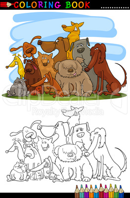 Cartoon Dogs for Coloring Book or Page