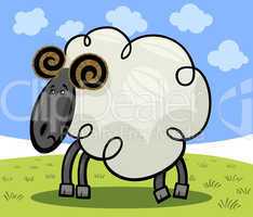 Cartoon illustration of ram or sheep