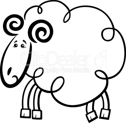 Cartoon ram for coloring book