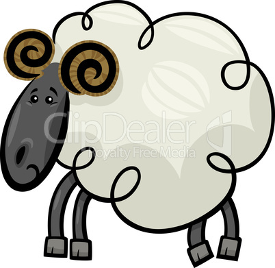 Cartoon illustration of ram or sheep