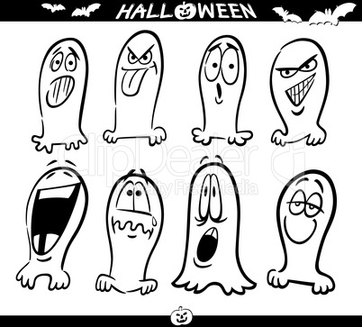 Halloween Ghosts Emoticons for Coloring