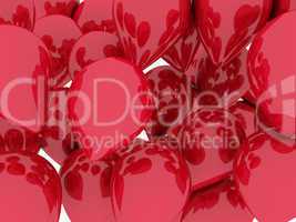 A bunch of red balloons floating. 3d illustration isolated over