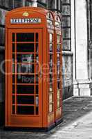 Red British telephone booth