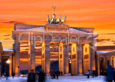berlin brandenburger tor winter sunset