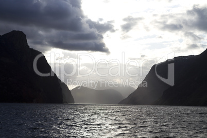 evening view over fjord in norway