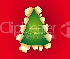Torn paper in the shape of Christmas tree