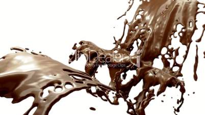 Hot chocolate or cocoa splash with slow motion. Alpha is included