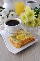 Toast with egg and cheese with dill