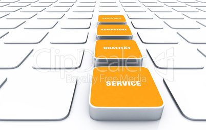 Quader Konzept Orange - Beratung Kompetenz Qualität Service 9