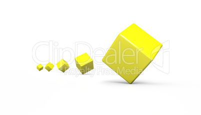 3D Würfel in Reihe Gelb Weiß