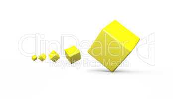3D Würfel in Reihe Gelb Weiß