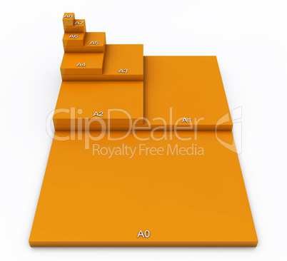 3D DIN Format Konzept A0 bis A8 - Orange 01