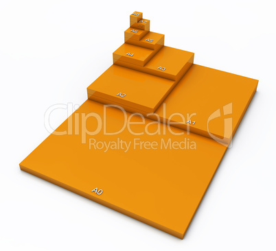 3D DIN Format Konzept A0 bis A8 - Orange 02