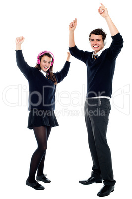 School going teenagers dancing to the beat