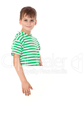 Boy holding a banner