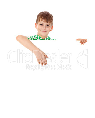 Boy holding a banner