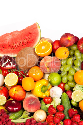 Huge group of fresh vegetables and fruits