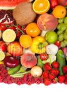 Huge group of fresh vegetables and fruits