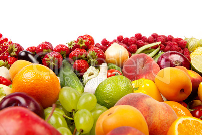 Huge group of fresh vegetables and fruits