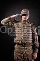 Army soldier saluting