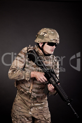 Modern soldier with rifle Modern soldier with rifle