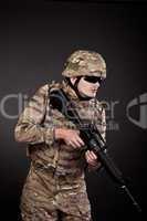 Modern soldier with rifle