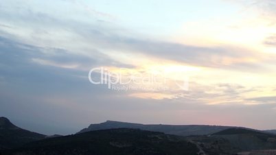 Timelapse sunset in the mountains. Balaklava, Crimea, Ukraine