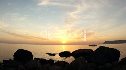 Timelapse sunset on the Black Sea. Crimea, Ukraine