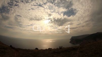 Clouds over the sea with fisheye view (Time Lapse)