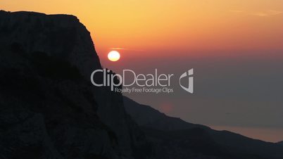 Timelapse sunrise in the mountains. Crimea, Ukraine