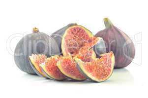 slices of fig on a white background