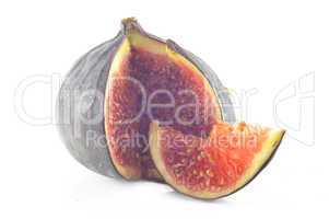 slices of fig on a white background