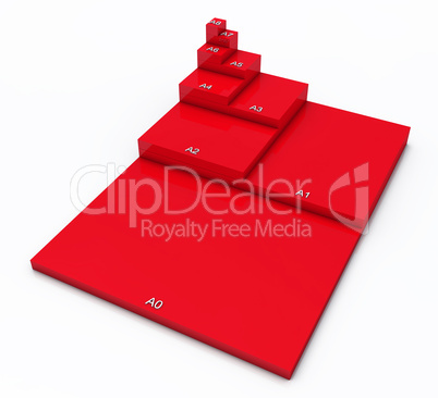 3D DIN Format Konzept A0 bis A8 - Rot 01