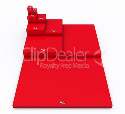 3D DIN Format Konzept A0 bis A8 - Rot 02