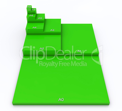 3D DIN Format Konzept A0 bis A8 - Grün 02