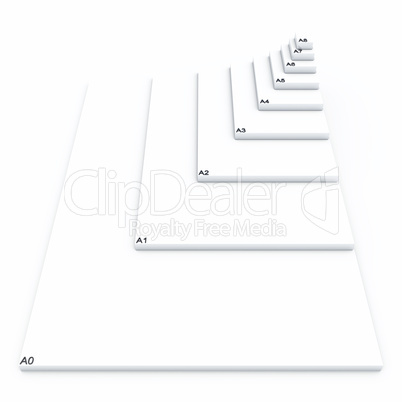 3D DIN Format Konzept A0 bis A8 - Weiß 03