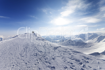 Top station of ropeway on ski resort