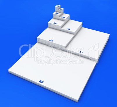 3D DIN Format Konzept A0 bis A8 - Weiß auf Blau 02