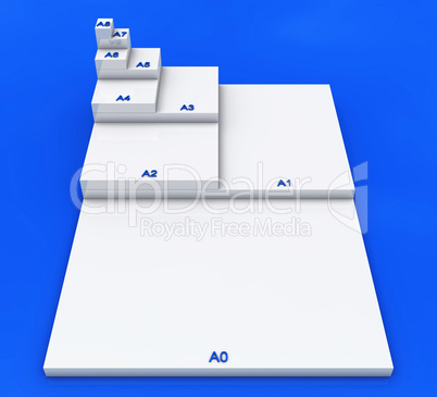 3D DIN Format Konzept A0 bis A8 - Weiß auf Blau 01