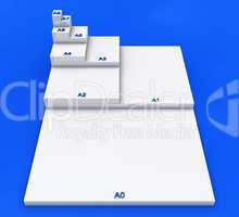 3D DIN Format Konzept A0 bis A8 - Weiß auf Blau 01
