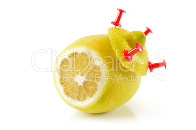 Lemon yellow on a white background