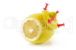 Lemon yellow on a white background