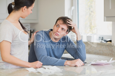 Couple calculating the financial business