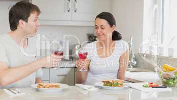Young couple having lunch