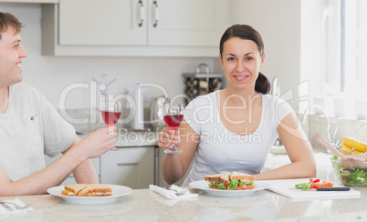 Two people enjoying their meal