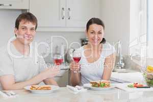 Young couple enjoying their meal