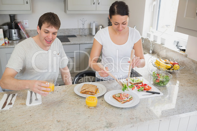 Wife making sandwiches for lunch